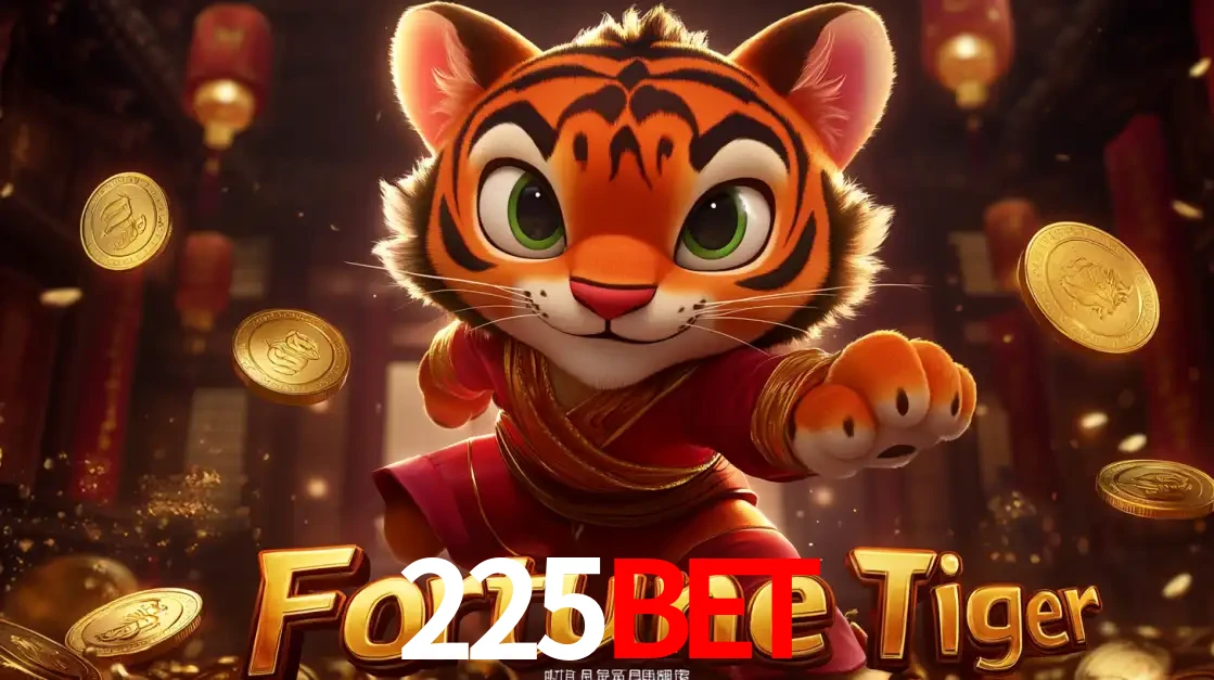 O carismático mascote do jogo de slot Fortune Tiger, um tigre fofo em pose de artes marciais, pronto para trazer sorte e multiplicadores de ganhos no cassino online 225bet.