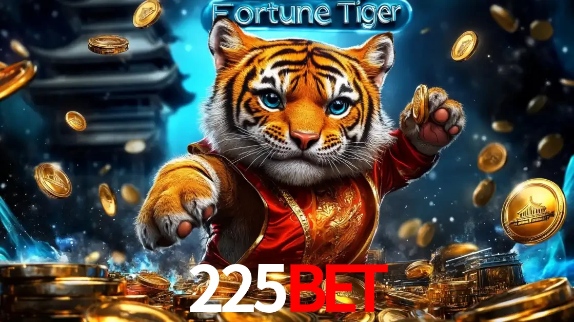 Imagem promocional do jogo de slot Fortune Tiger, com um tigre majestoso em traje tradicional cercado por uma fortuna em moedas de ouro, disponível agora no cassino 225bet.