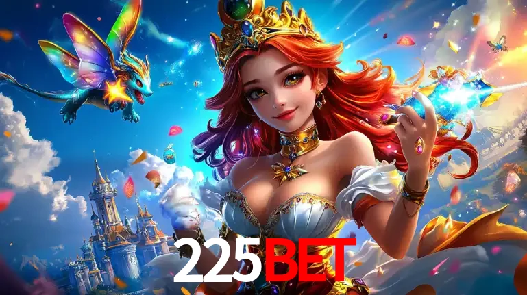 A princesa de um reino de fantasia mágico, com seu pequeno dragão, apresentando um mundo de prêmios encantados nos jogos de caça-níqueis do cassino 225bet.